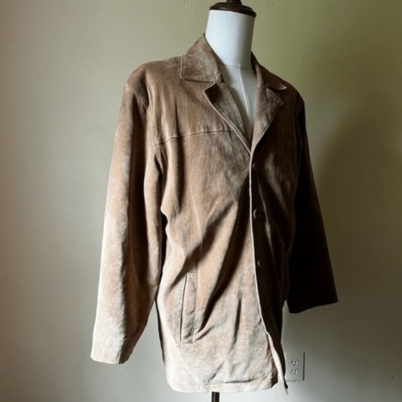 Vintage Michael Michelle Suede Jacket Tan Brown Leather Blazer Coat Men's Large - Picture 8 of 9